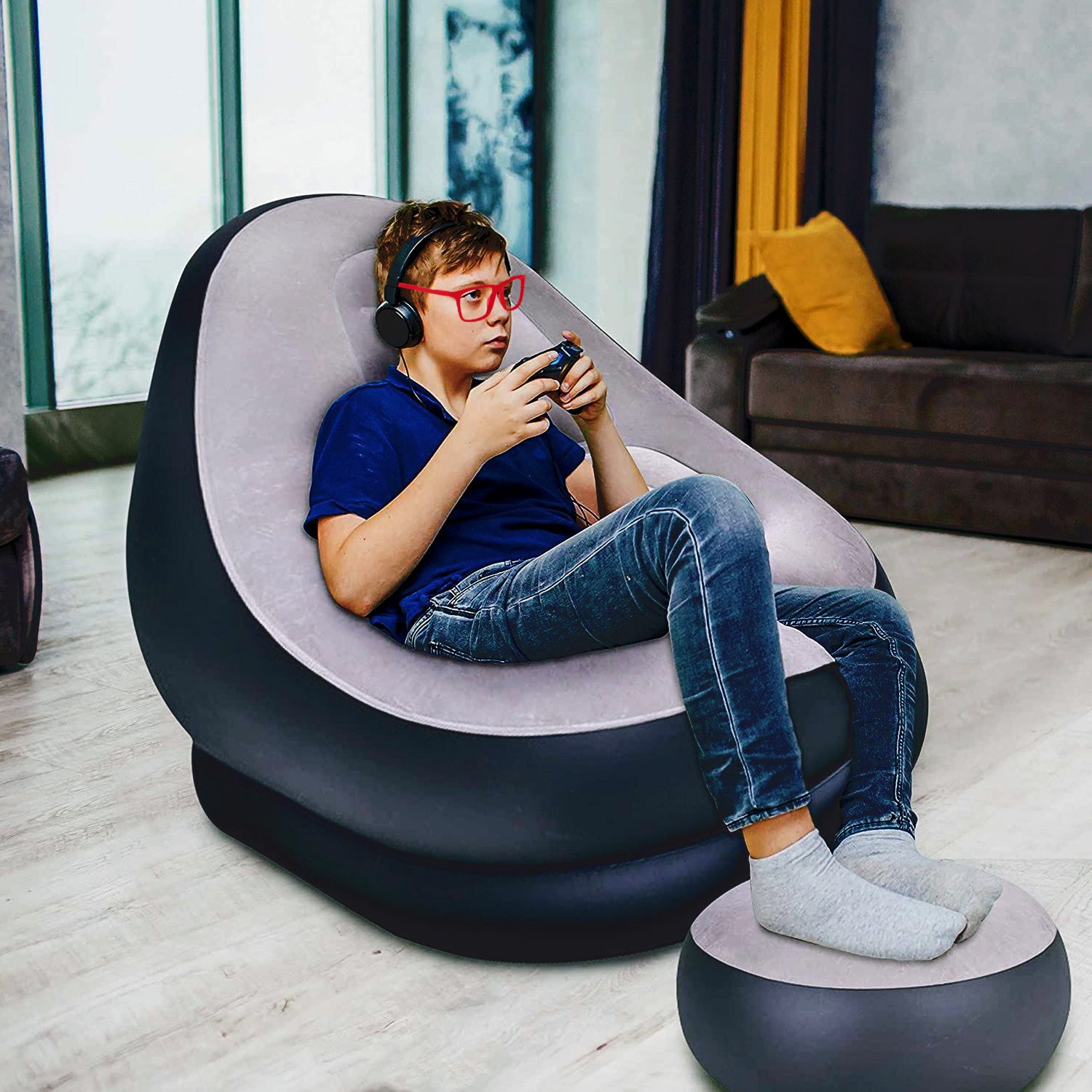 Inflatable Lounger with Waterproof, Plastic, Deluxe Lounger - product gallery image 5