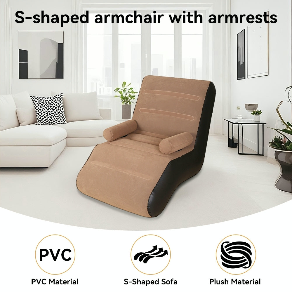 Inflatable Sofa with Foldable, Lazy Armrests S-Shaped Ergonomic Air Couch - product gallery image 4