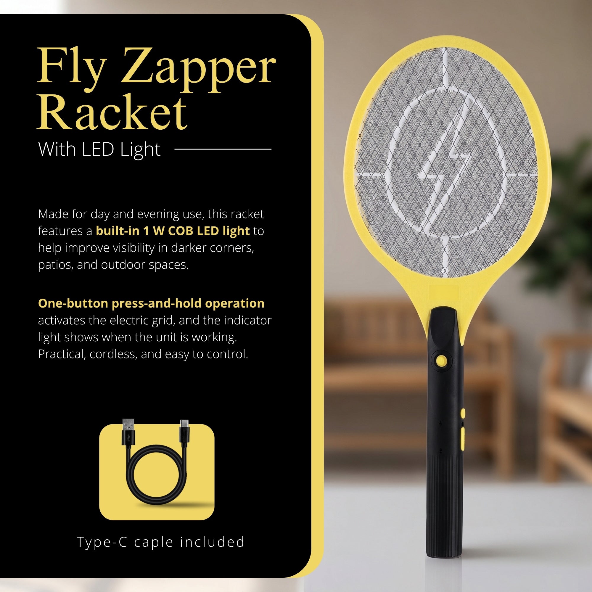 Insect Killers & Zapper with Rechargeable, Electric Fly Swatter Bug Racket Rechargeable - product gallery image 3