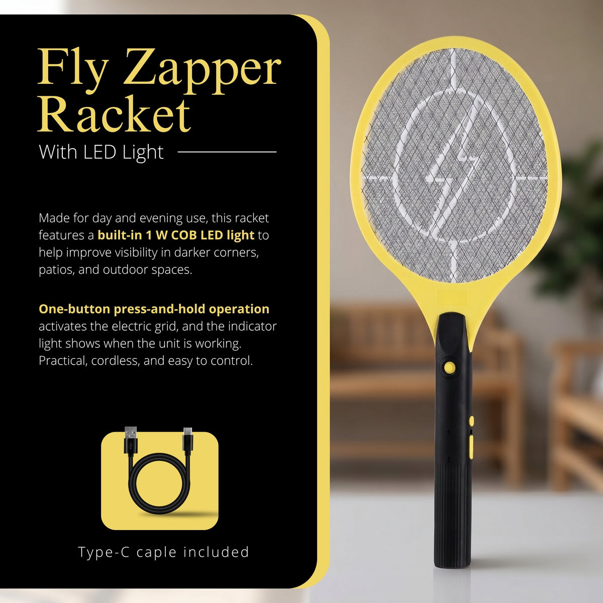 Insect Killers & Zapper with Rechargeable, Electric Fly Swatter Bug Racket Rechargeable - product gallery image 4