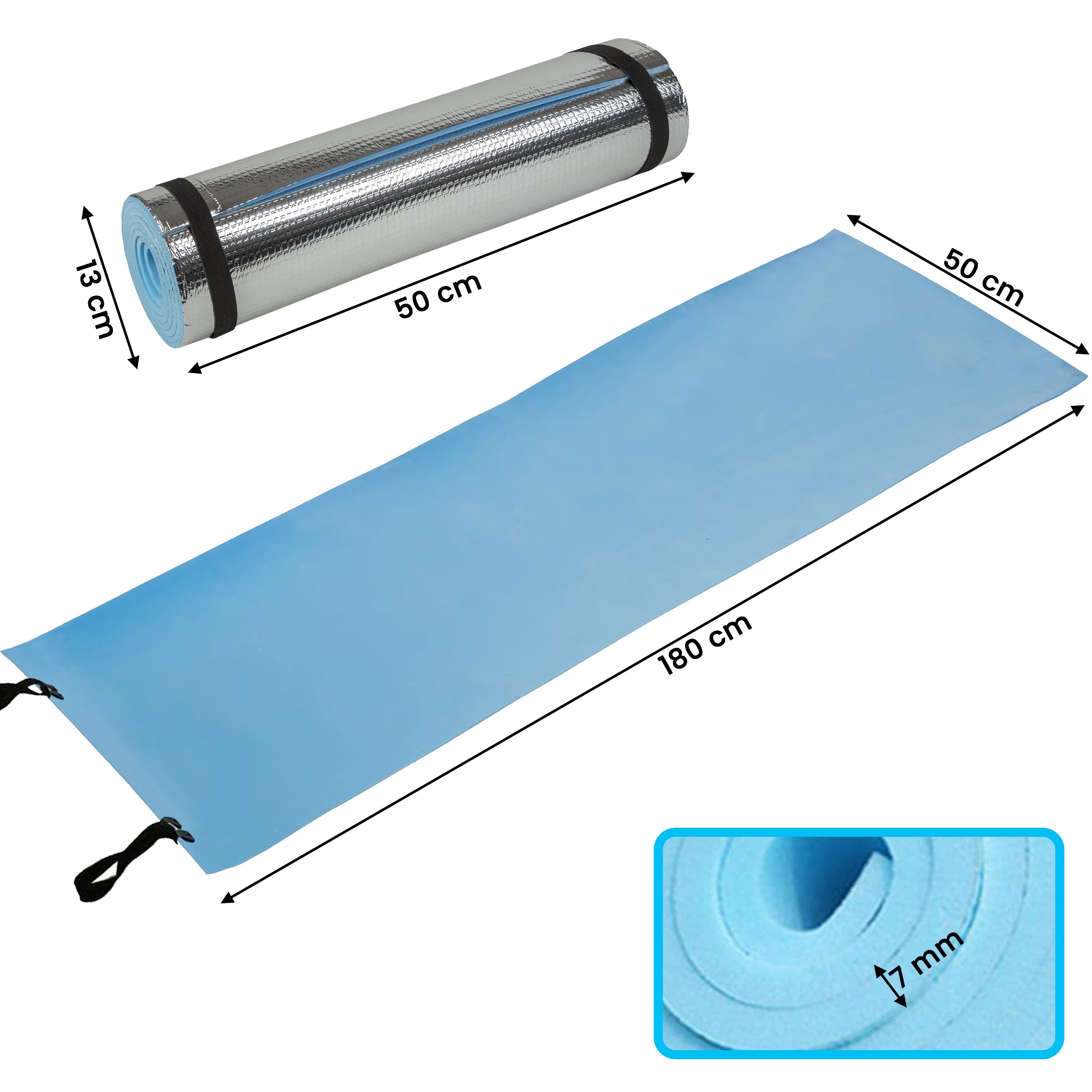 Insulated Camping Mat with 50cm, 7mm, Roll-Up Travel Camping Yoga Mat - product gallery image 6