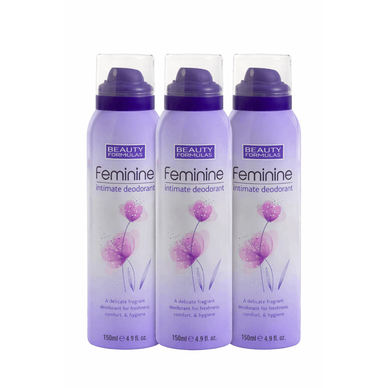 Intimate Deodorant Beauty Formulas Feminine 3-Pack Gentle with 150ml