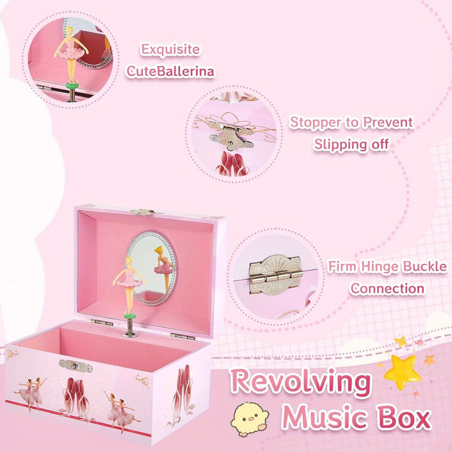 Jewellery Boxe Ballet Box Music Pink Dancing Ballerina with 15*10.5*8.5cm/5.9*4.13*3.4in - product gallery image 5
