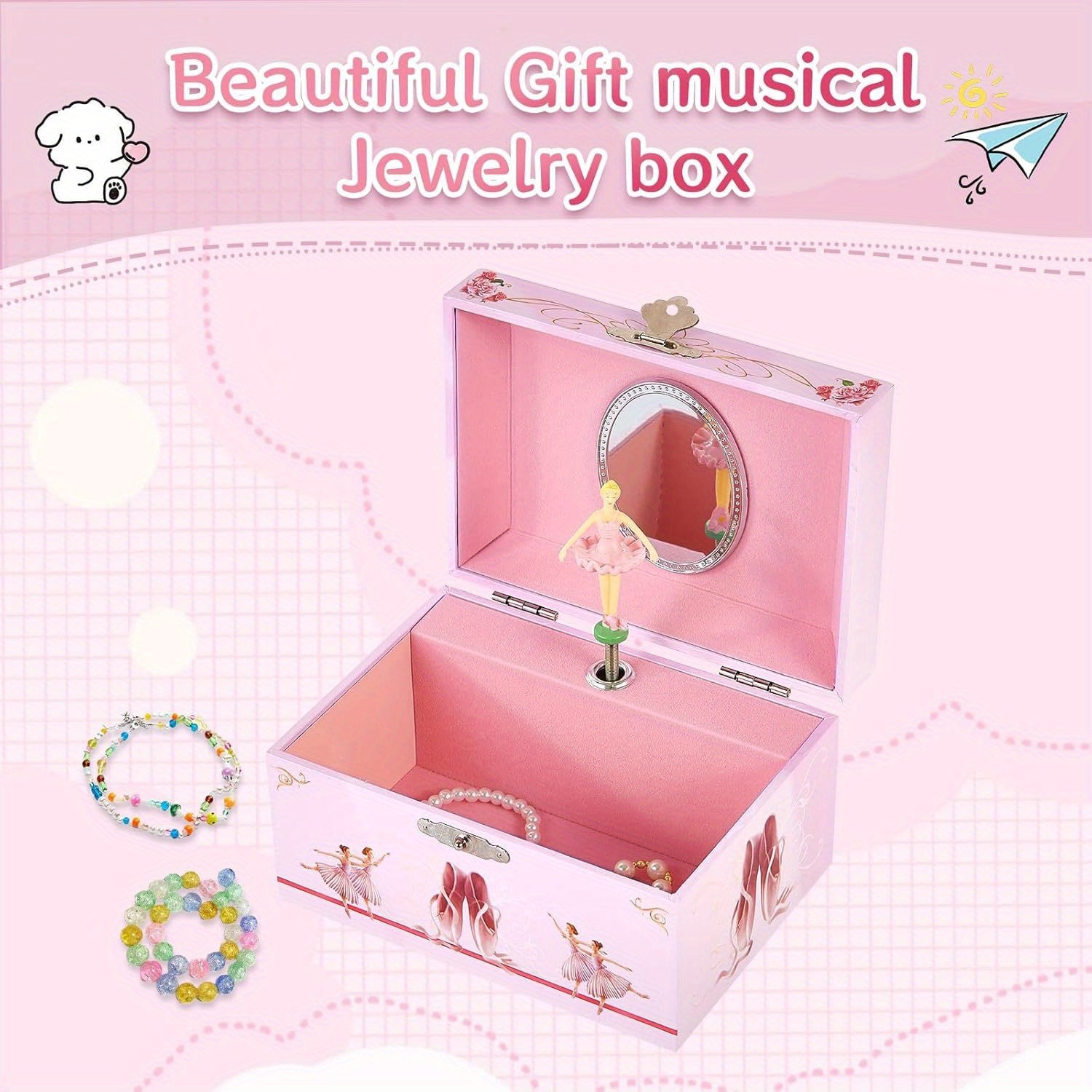 Jewellery Boxe Ballet Box Music Pink Dancing Ballerina with 15*10.5*8.5cm/5.9*4.13*3.4in - product gallery image 7