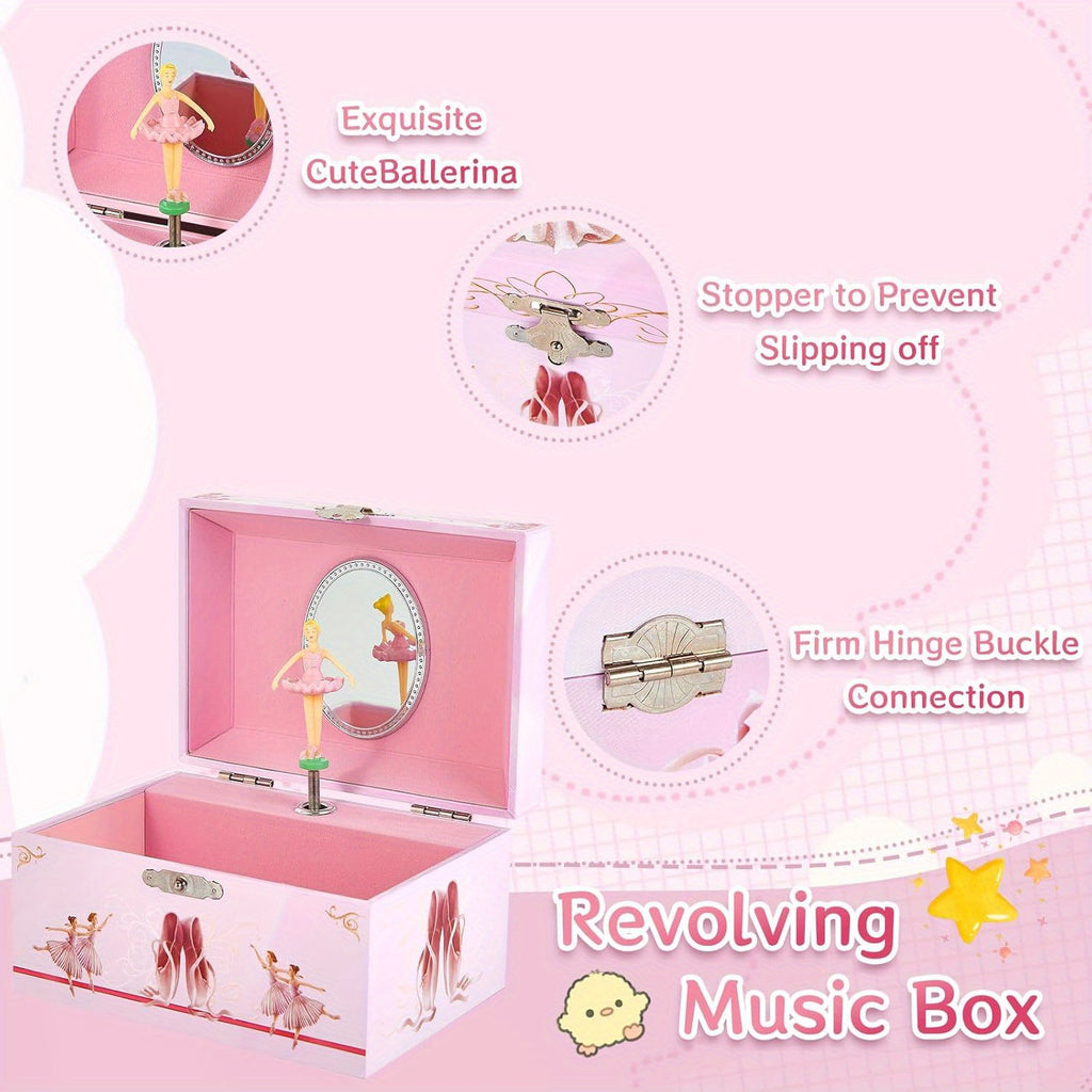 Jewellery Boxe Ballet Box Music Pink Dancing Ballerina with 15*10.5*8.5cm/5.9*4.13*3.4in