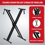 Keyboard Stand with X-Frame Adjustable Single or Double Braced - product gallery image 11