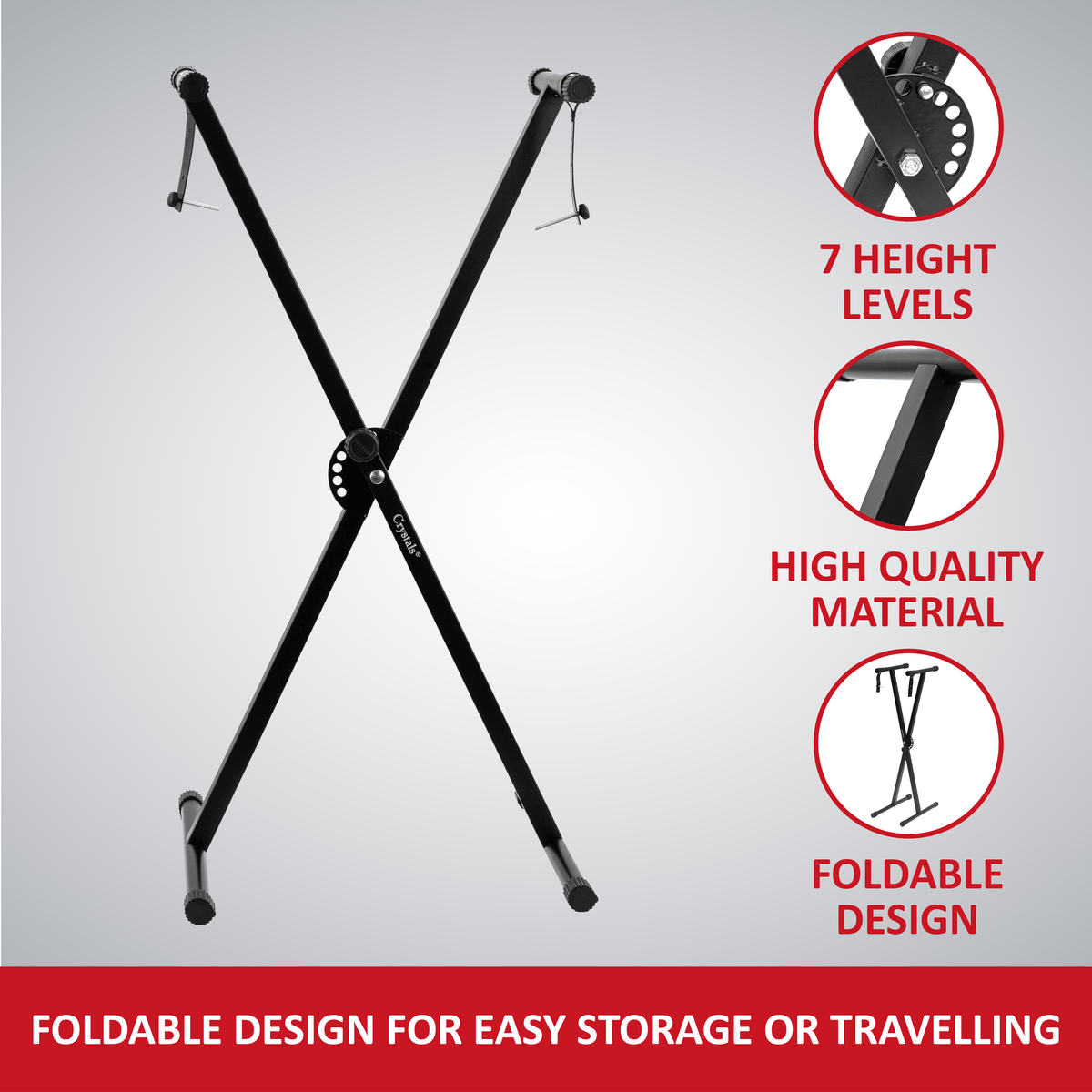 Keyboard Stand with X-Frame Adjustable Single or Double Braced - product gallery image 2