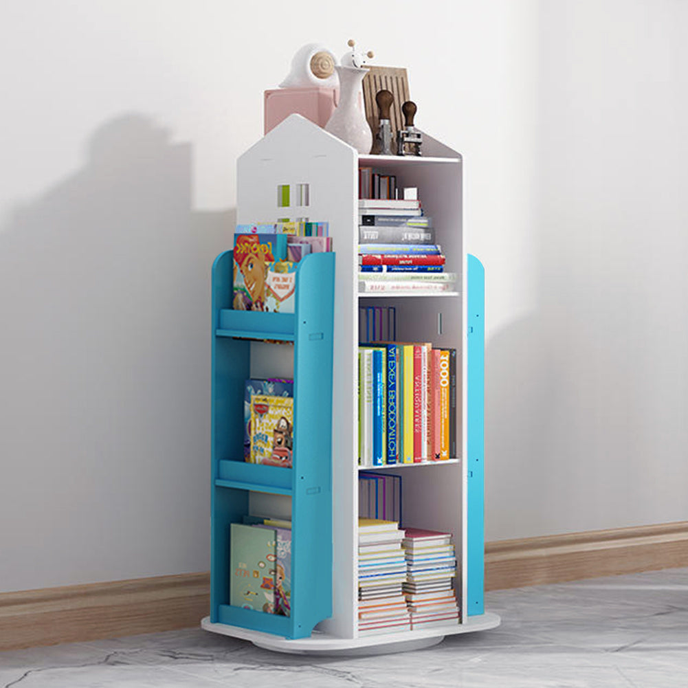 Kids Bookcase House Shaped Rotating Freestanding Children's