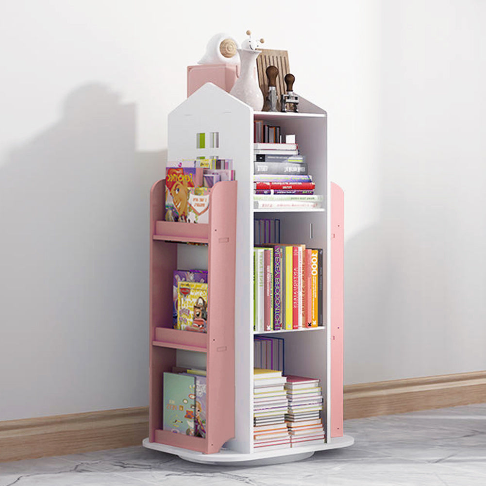 Kids Bookcase House Shaped Rotating Freestanding Children's - Pink option