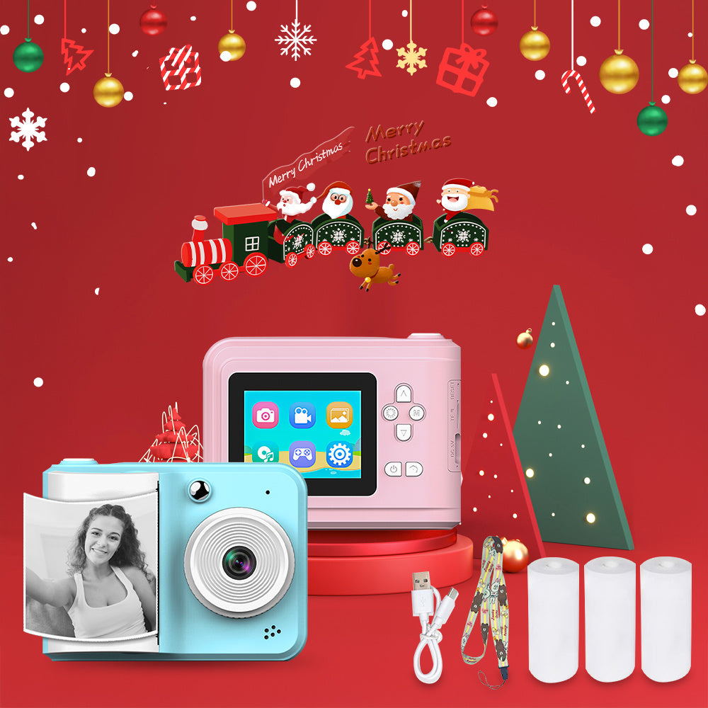 Kids Cameras & Electronic with 3 Rolls, Pink+3 Rolls of paper