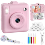 Kids Cameras & Photography with 5 Rolls, Instant Print Camera Dual Lens 1080P