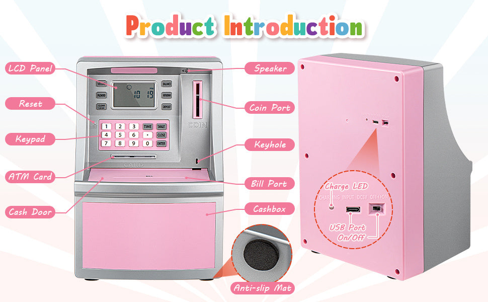Kids Money Bank with ATM Piggy Toy Password Coin Counter - product gallery image 12