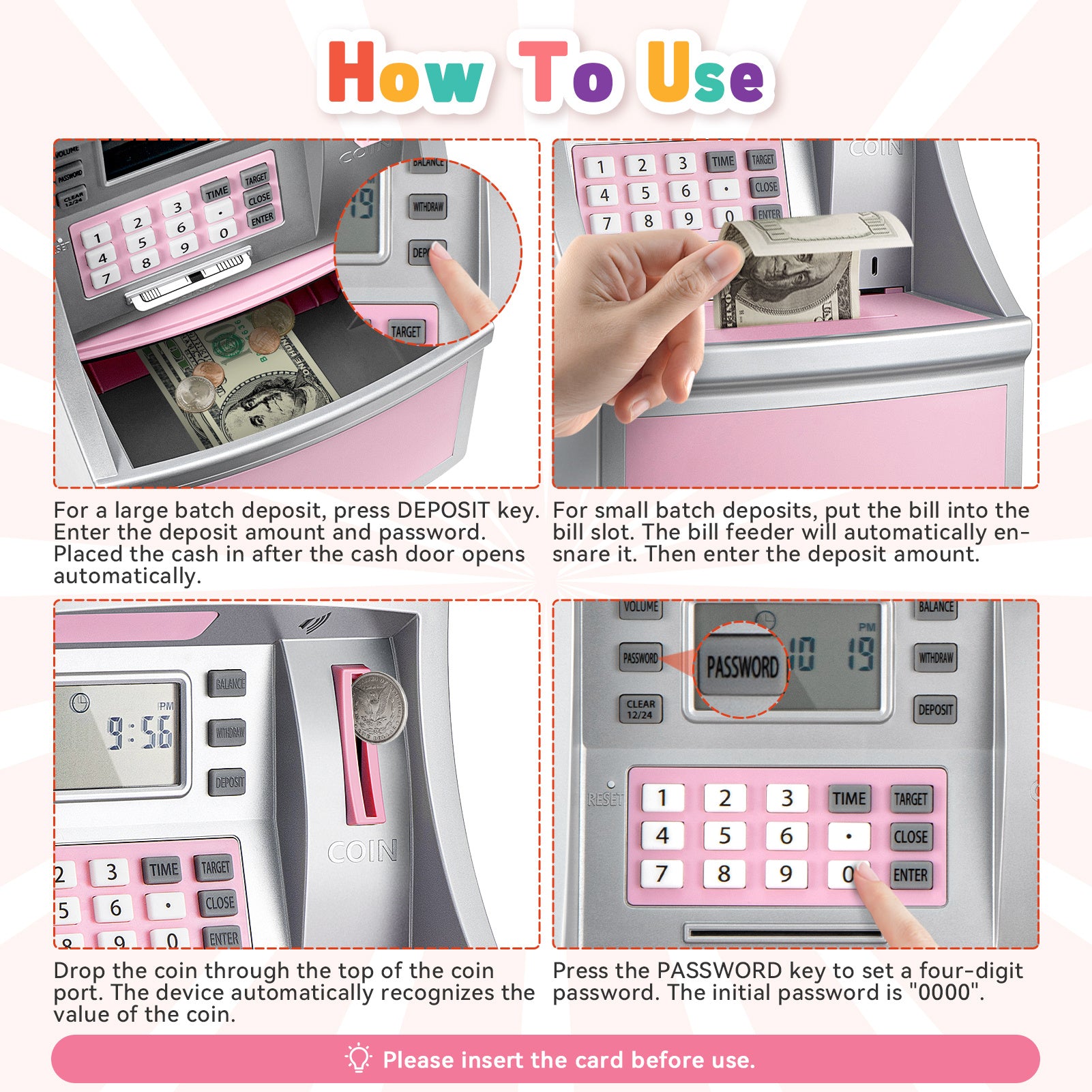 Kids Money Bank with ATM Piggy Toy Password Coin Counter - product gallery image 5