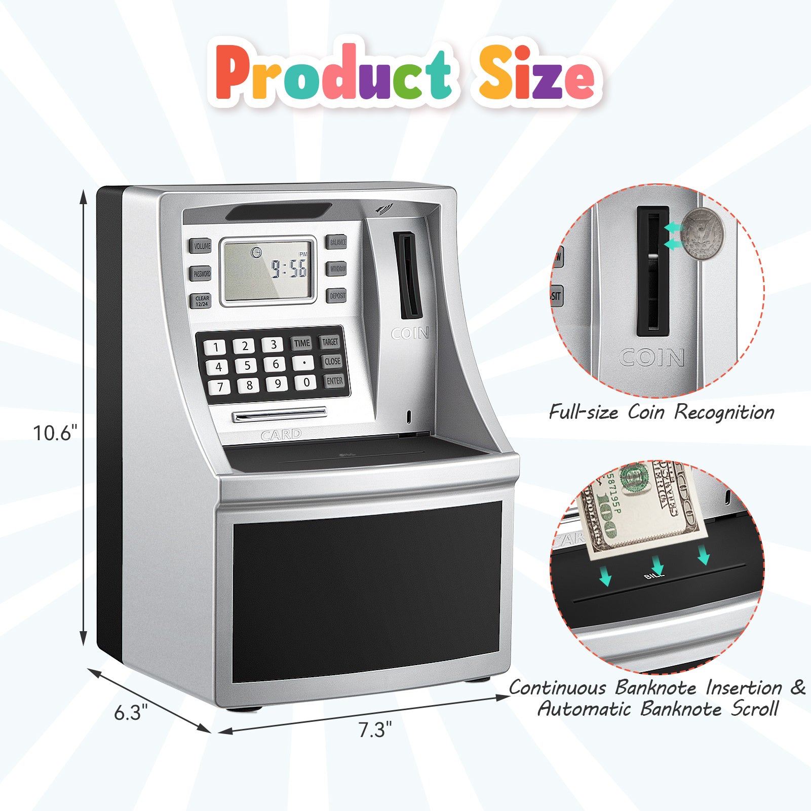 Kids Money Bank with ATM Piggy Toy Password Coin Counter - product gallery image 8