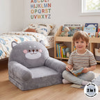 Kids Sofa with Foldable Chair Cartoon Animal Design Soft