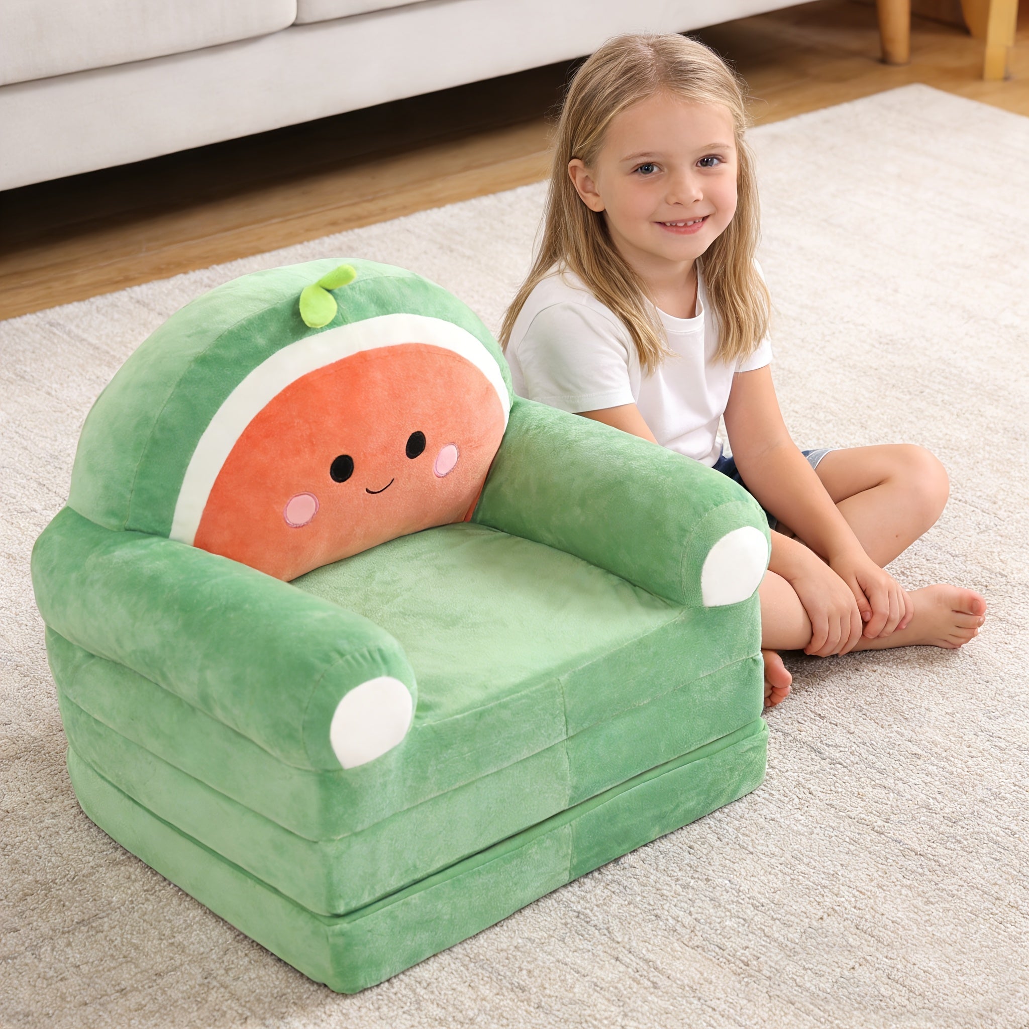 Kids Sofa with Space-Saving, Foldable, 2-in-1 Folding Lounger Plush Children’s - Green option