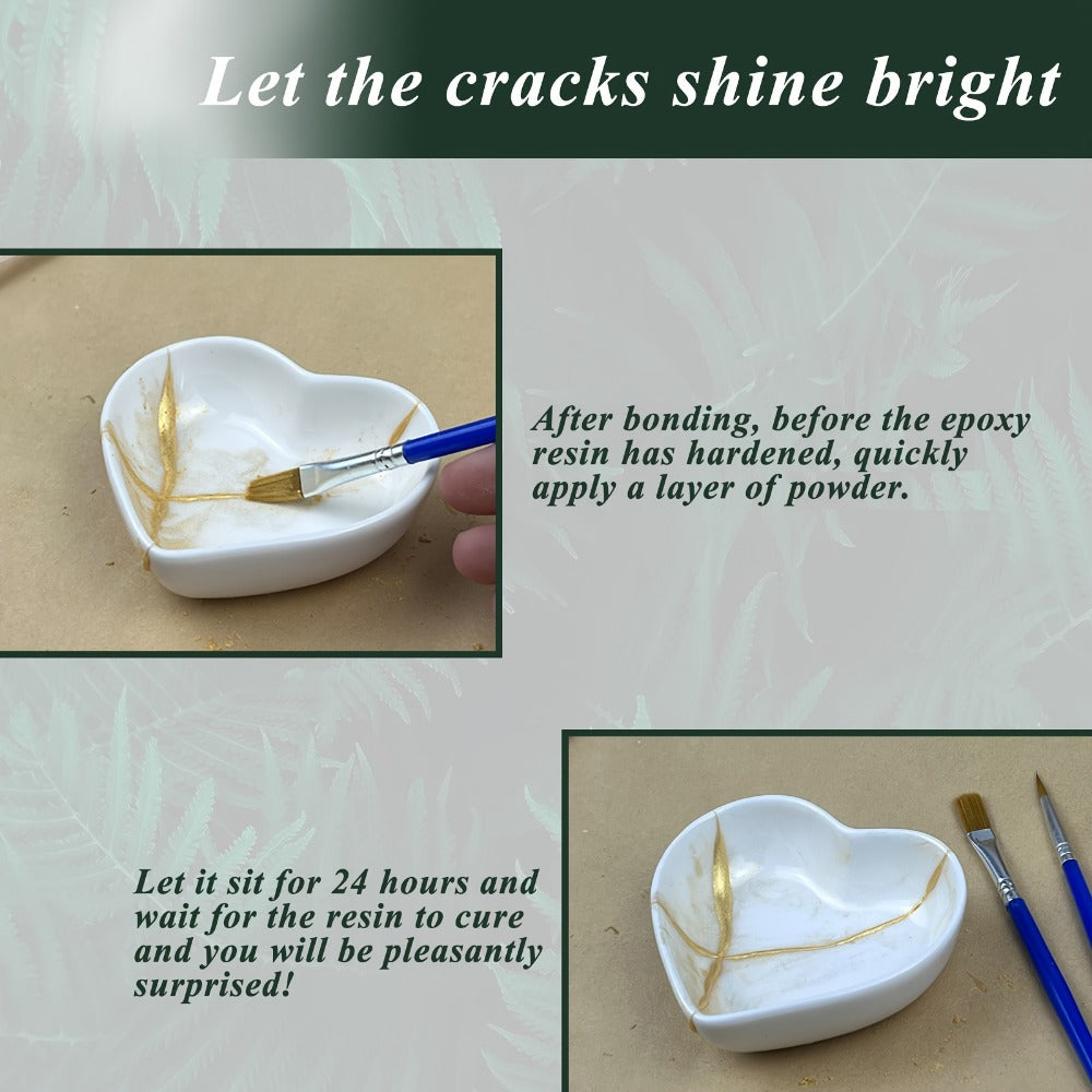 Kintsugi Kit with Ceramic, Easy, Repair Gold Powder Glue Ceramic Bowls - product gallery image 8