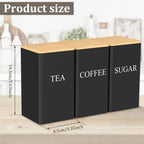 Kitchen Canister Set with Airtight, Metal, Black Metal of Coffee, Sugar Tea - product gallery image 10
