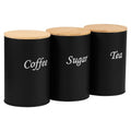 Kitchen Canister Set with Airtight, Metal, Black Metal of Coffee, Sugar Tea