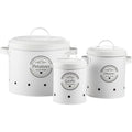 Kitchen Canister Set with Lockable, Metal, Retro Metal of Potato, Onion Garlic