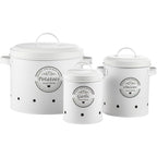 Kitchen Canister Set with Lockable, Metal, Retro Metal of Potato, Onion Garlic