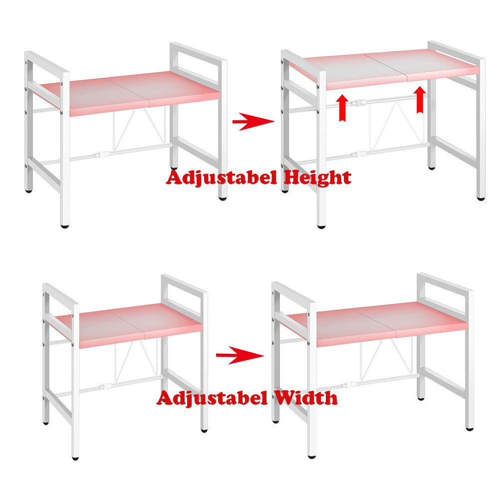 Kitchen Shelving & Rack with 63cm, Carbon Steel, 2-Tier Adjustable Microwave Shelf Stand - product gallery image 2
