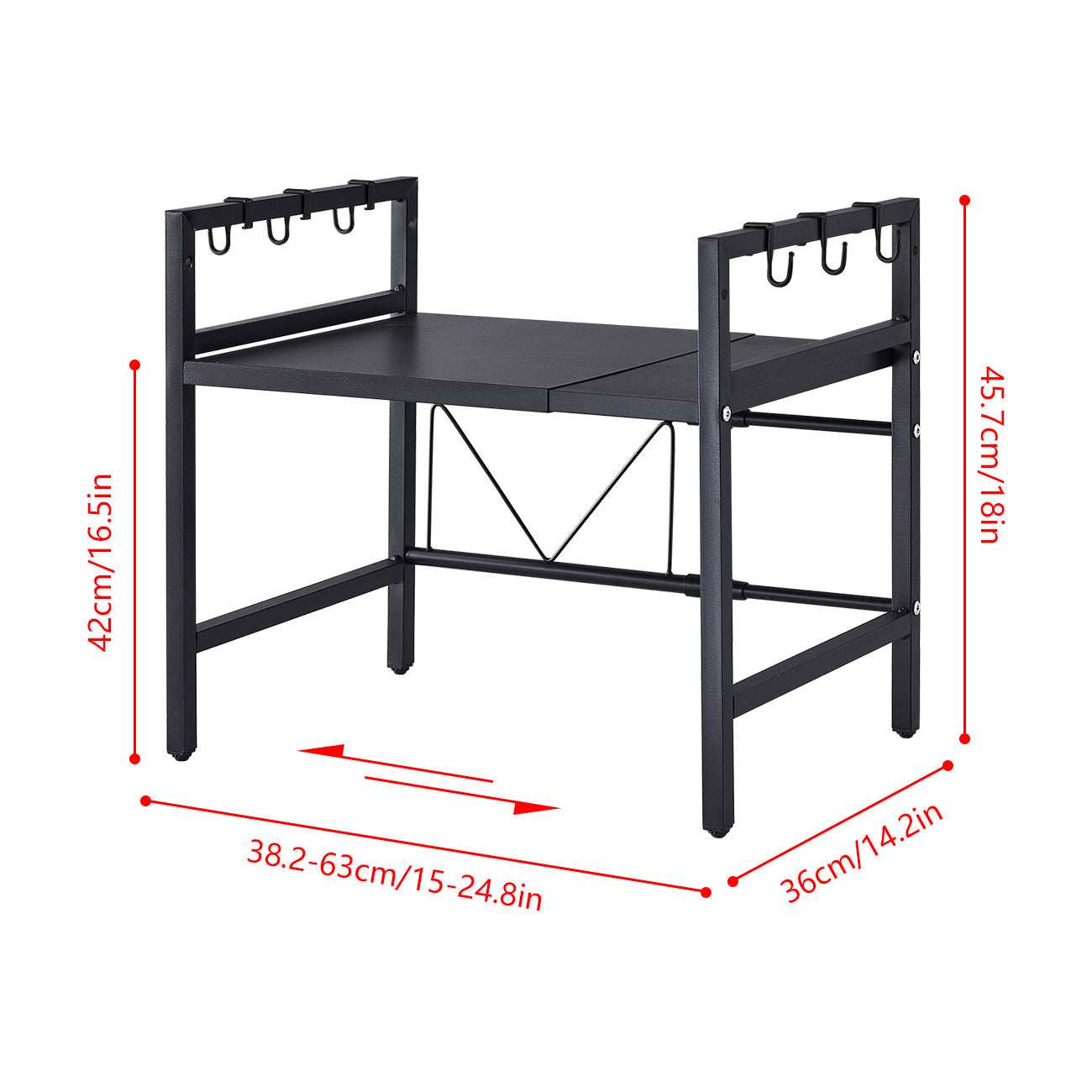 Kitchen Shelving & Rack with 63cm, Carbon Steel, 2-Tier Adjustable Microwave Shelf Stand - product gallery image 4