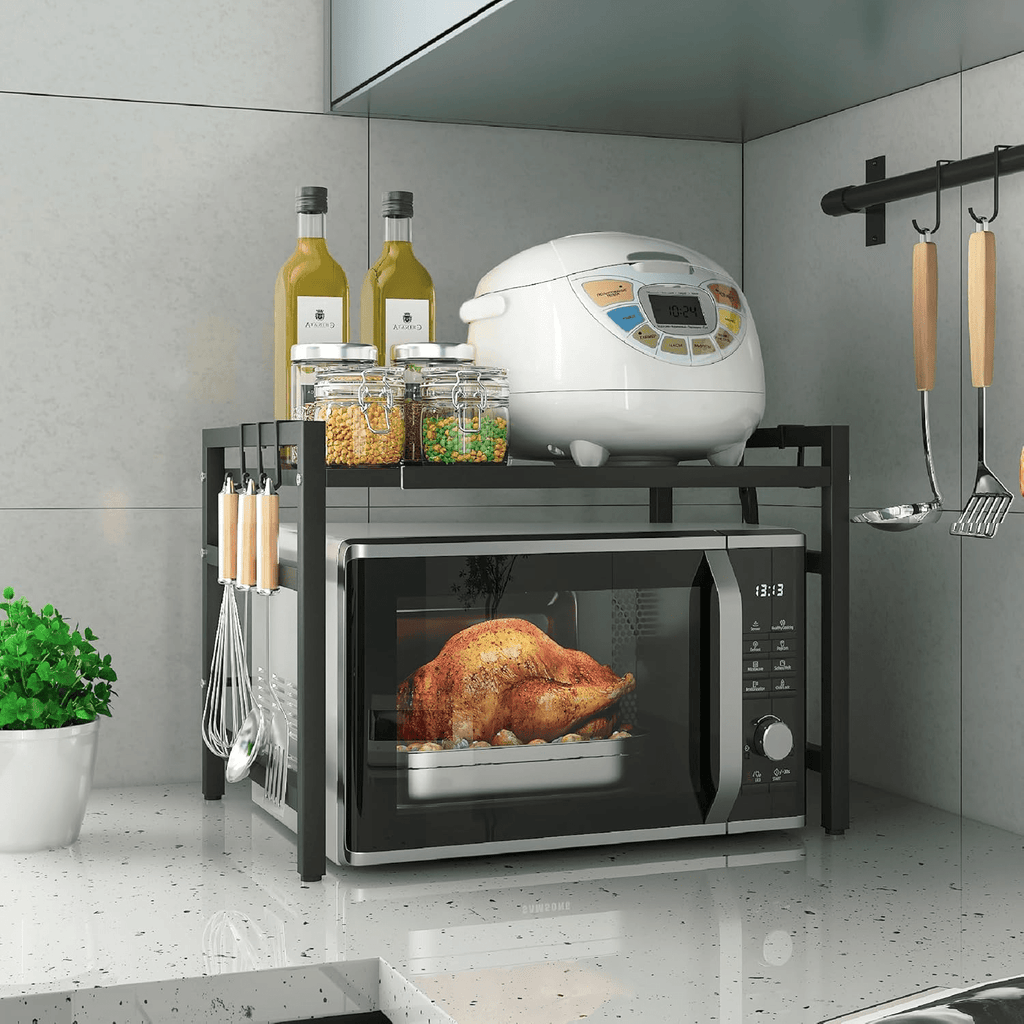 Kitchen Shelving & Rack with 63cm, Carbon Steel, 2-Tier Adjustable Microwave Shelf Stand - product gallery image 5