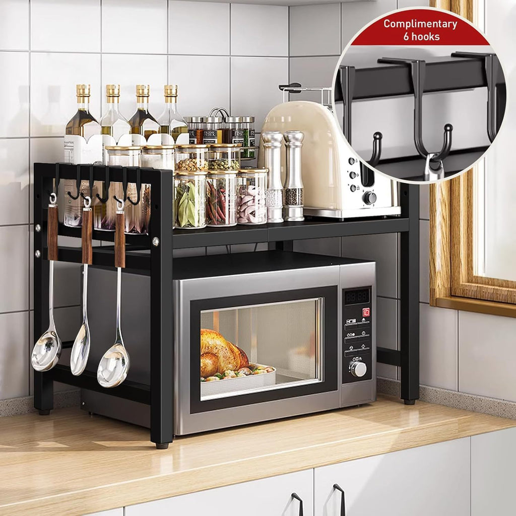 Kitchen Shelving & Rack with 63cm, Carbon Steel, 2-Tier Adjustable Microwave Shelf Stand - product gallery image 6