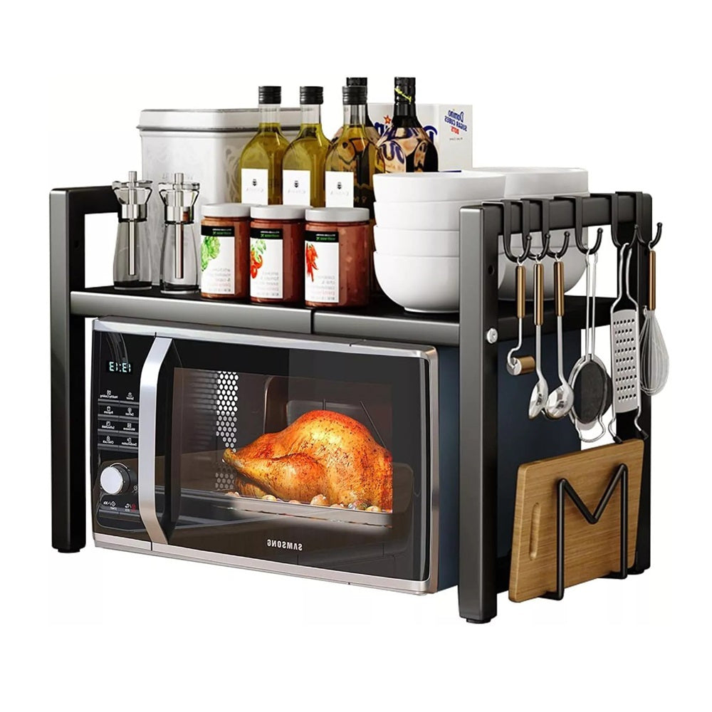 Kitchen Shelving & Rack with 63cm, Carbon Steel, 2-Tier Adjustable Microwave Shelf Stand