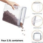 Kitchen Storage Jars & Canister with Large Food Lids of 2.5L or - Four 2.5L containers option