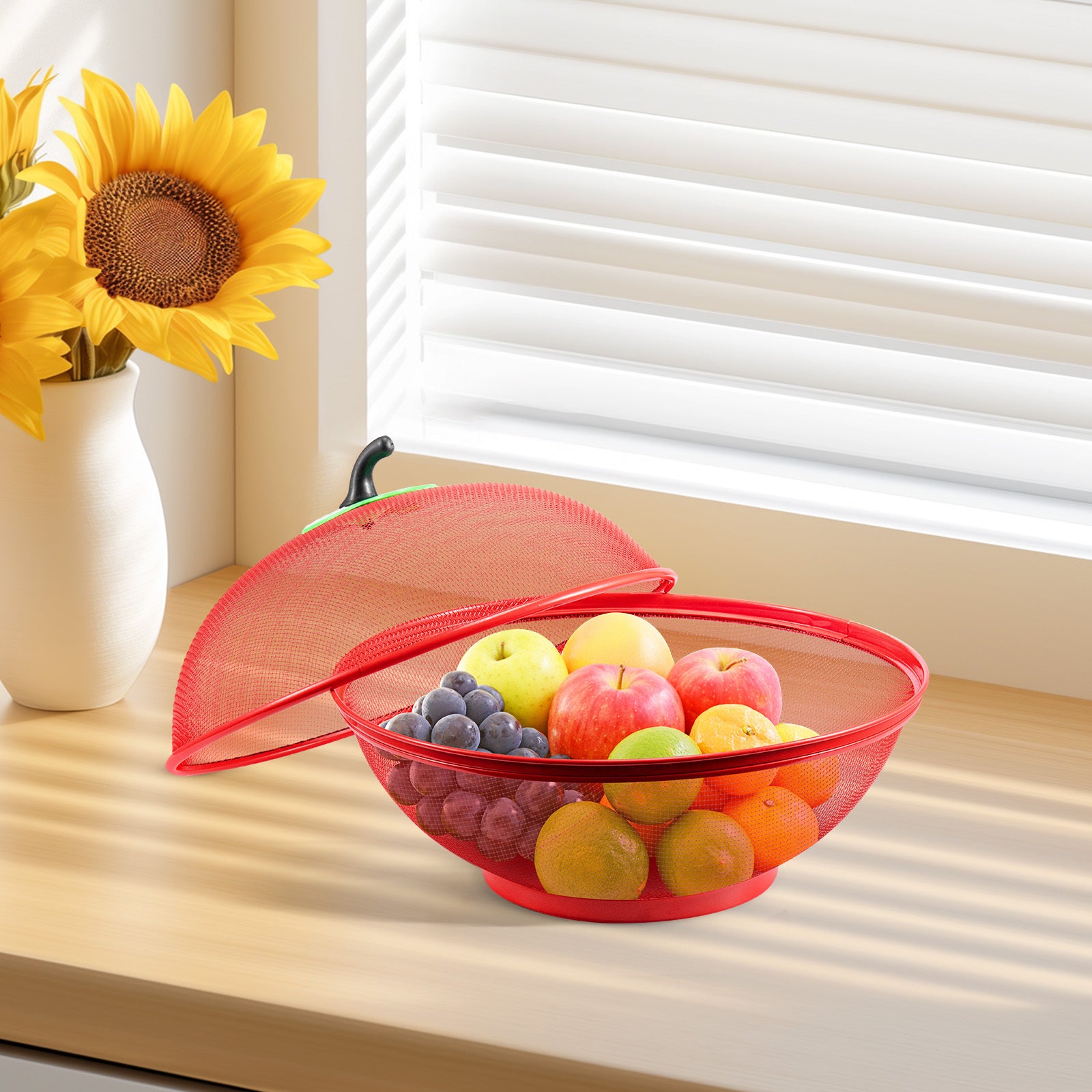 Kitchen Storage & Organisation with Lockable, Plastic, Apple Shape Fruit Basket Mesh Lid - product gallery image 3