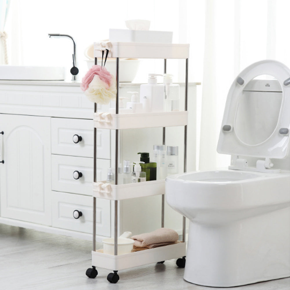 Kitchen Storage Trolley with Easy Assembly, Wheels, Slim Rolling Cart 3-4 Tier White - product gallery image 10