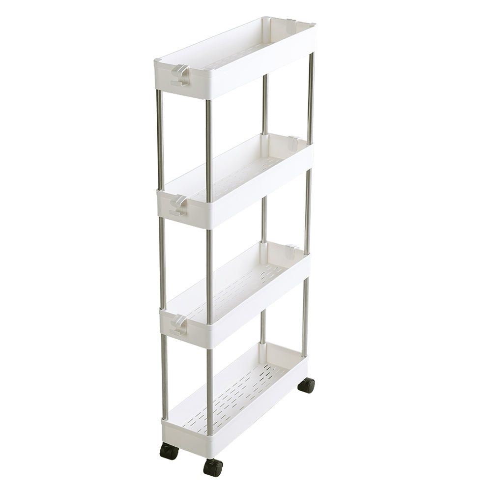 Kitchen Storage Trolley with Easy Assembly, Wheels, Slim Rolling Cart 3-4 Tier White - product gallery image 11