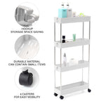 Kitchen Storage Trolley with Easy Assembly, Wheels, Slim Rolling Cart 3-4 Tier White - product gallery image 12