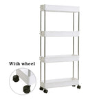Kitchen Storage Trolley with Easy Assembly, Wheels, Slim Rolling Cart 3-4 Tier White - product gallery image 13