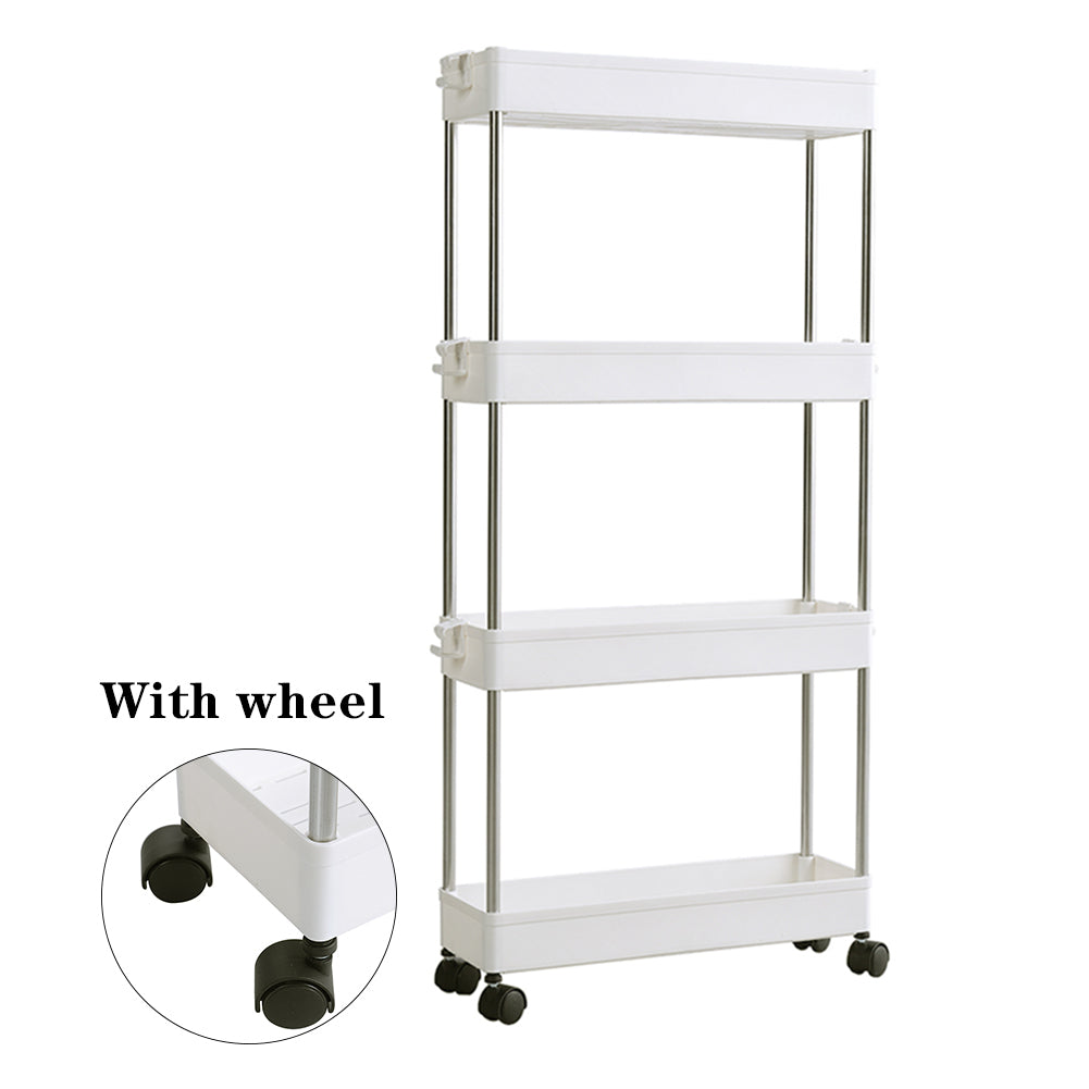 Kitchen Storage Trolley with Easy Assembly, Wheels, Slim Rolling Cart 3-4 Tier White - product gallery image 13