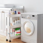 Kitchen Storage Trolley with Easy Assembly, Wheels, Slim Rolling Cart 3-4 Tier White - product gallery image 2