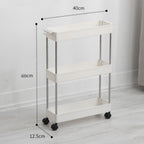 Kitchen Storage Trolley with Easy Assembly, Wheels, Slim Rolling Cart 3-4 Tier White - product gallery image 3