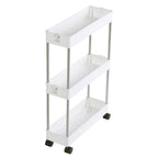 Kitchen Storage Trolley with Easy Assembly, Wheels, Slim Rolling Cart 3-4 Tier White - product gallery image 6