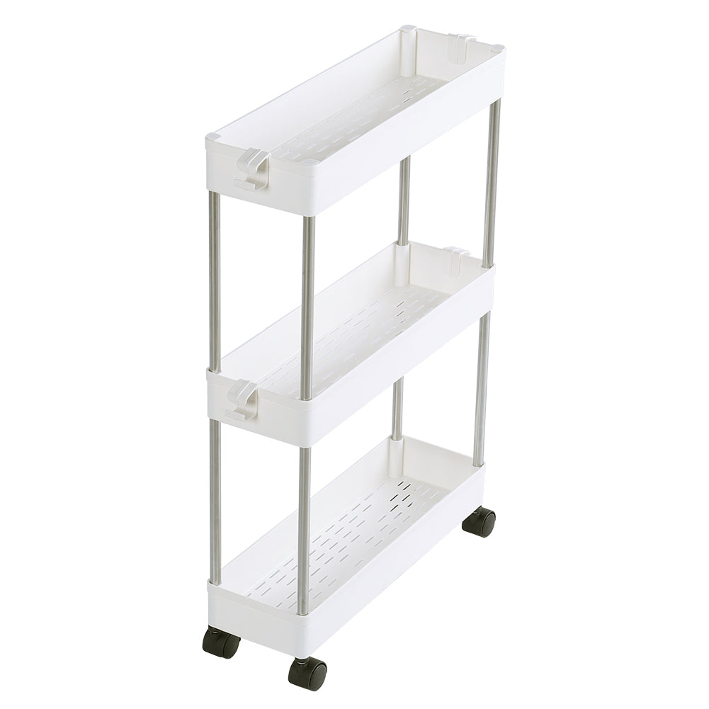Kitchen Storage Trolley with Easy Assembly, Wheels, Slim Rolling Cart 3-4 Tier White - product gallery image 6