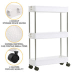 Kitchen Storage Trolley with Easy Assembly, Wheels, Slim Rolling Cart 3-4 Tier White - product gallery image 7
