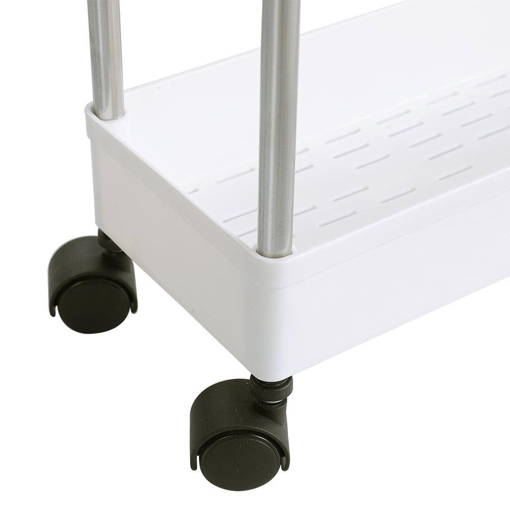 Kitchen Storage Trolley with Easy Assembly, Wheels, Slim Rolling Cart 3-4 Tier White - product gallery image 8