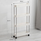 Kitchen Storage Trolley with Easy Assembly, Wheels, Slim Rolling Cart 3-4 Tier White - product gallery image 9