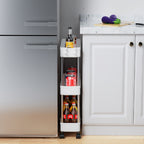 Kitchen Storage Trolley with Easy Assembly, Wheels, Slim Rolling Cart 3-4 Tier White