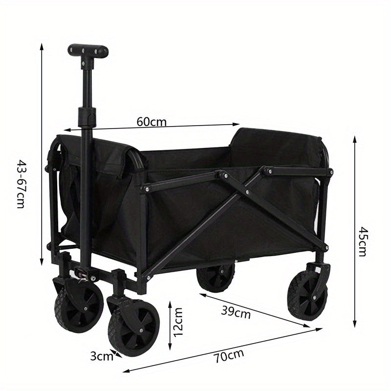 Kitchen Storage Trolley with Foldable, Adjustable Height, Wheels, Steel + Oxford Cloth - product gallery image 4