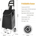 Kitchen Storage Trolley with Foldable, Wheels, Black-2 wheels - product gallery image 2