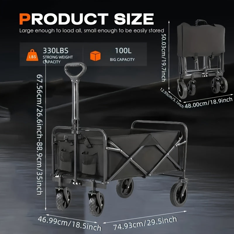 Kitchen Storage Trolley with Foldable, Wheels, Heavy Duty Folding Utility Wagon Cart - product gallery image 4