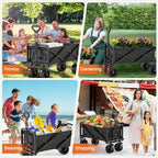 Kitchen Storage Trolley with Foldable, Wheels, Heavy Duty Folding Utility Wagon Cart - product gallery image 5