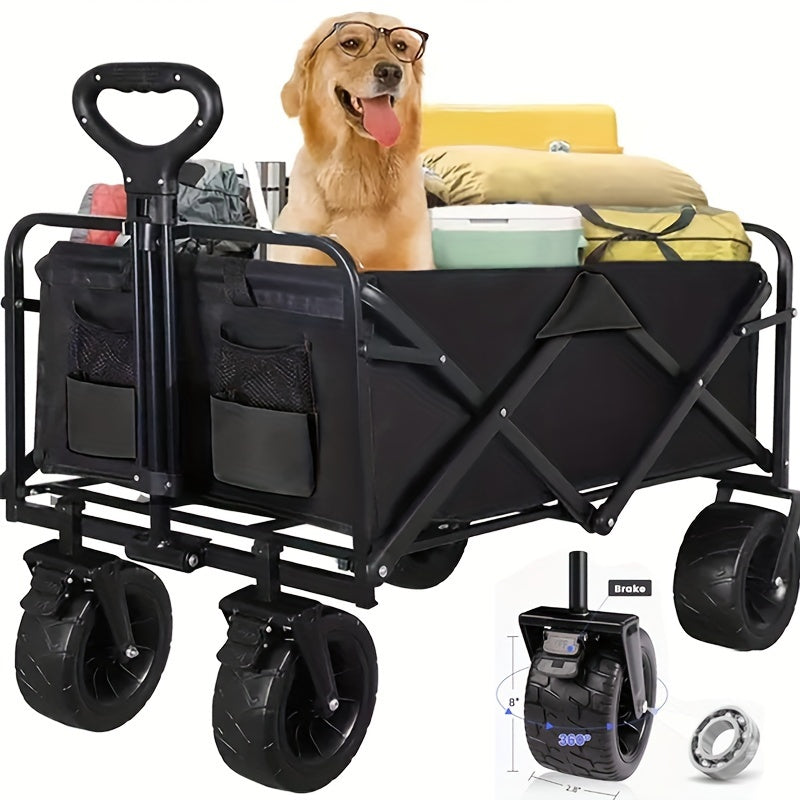Kitchen Storage Trolley with Foldable, Wheels, Heavy Duty Folding Utility Wagon Cart - product gallery image 8